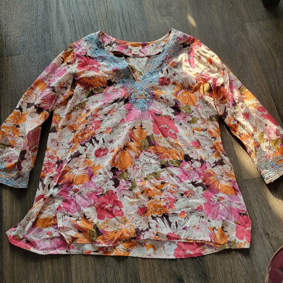Sundance Tops - Sundance Floral Tunic Top Cotton size Large